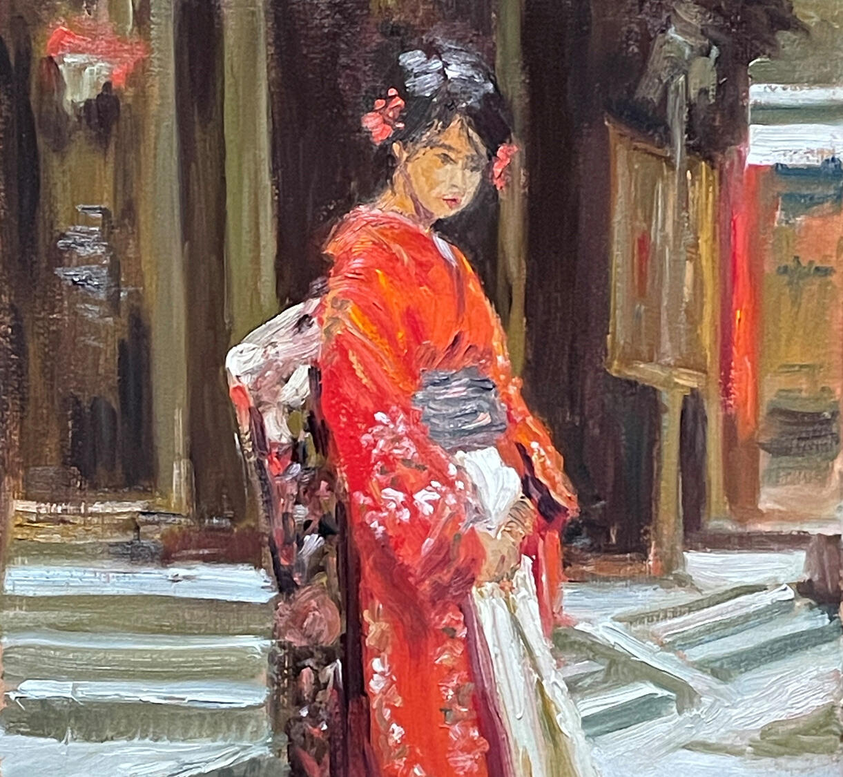 Red Kimono, oil on canvas, 39x49